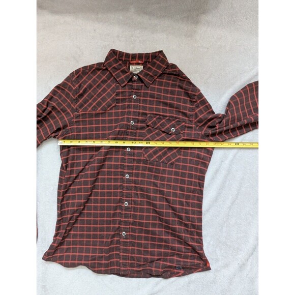 LL Bean Shirt Mens Large Stripes Red Elbow Patch Metal Buttons RARE Vintage - Picture 3 of 9